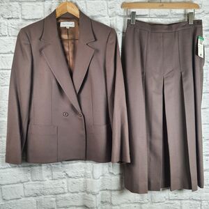 Vtg Jones New York Suit Women’s Size 8 2-Piece Pleated Skirt + Blazer Business